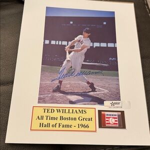 Ted Williams autographed photo display